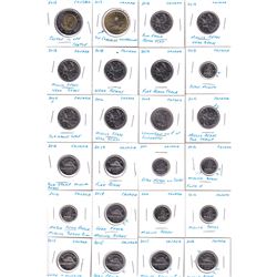 24x Canada 2015-2019 Error 5-cents, 10-cents, 25-cents, Loon & Two Dollars. Please view image for de