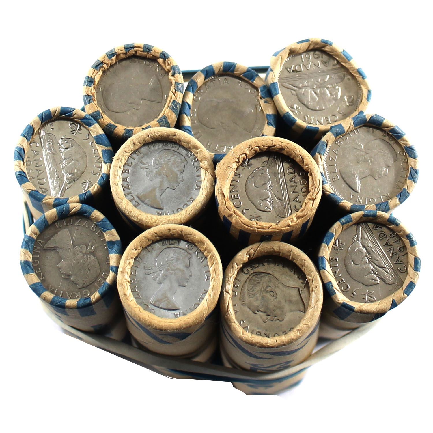 11x Canada Mixed Dated Rolls of 5cents From 19481964. 402 pcs