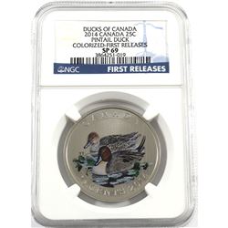 2014 Canada 25-cent Ducks of Canada - Pintail Duck NGC Certified SP-69