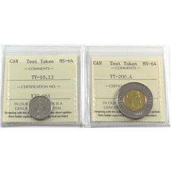 Test Token Canada TT-10.13 & TT-200.4 ICCS Certified MS-64. 2pcs