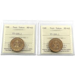 Test Token Canada TT-200.1 ICCS Certified MS-62. 2pcs