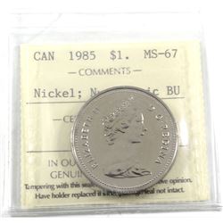 1985 Nickel Dollar ICCS Certified MS-67 NBU