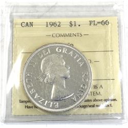 Silver $1 1962 ICCS Certified PL-66 Cameo. Bright Mirror Finishes.