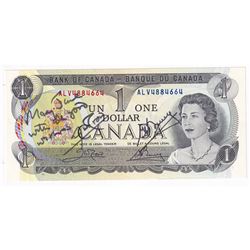 1973 $1 BC-46b Crow-Bouey ALV4884664. Personally Signed by both Deputy & Governor to "Mary Jane" Ver