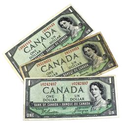 Lot of 3x 1954 Devil's Face $1 Bills BC-29a in Circ. Lot includes A/A3941843, B/A8519951 & L/A024249