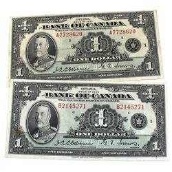 Lot of 2x 1935 $1 Notes: BC-1 & BC-2 S/N A7728620 Fine & B2145271 VF. 2pcs