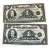 Image 1 : Lot of 2x 1935 $1 Notes: BC-1 & BC-2 S/N A7728620 Fine & B2145271 VF. 2pcs