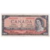 Image 1 : 1954 Bank of Canada Devil's Face $2 Beattie-Coyne S/N: H/B8078104 in F-VF (small writing #7 on front