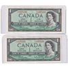 Image 1 : Pair of Sequential 1954 Bank of Canada $1 Modified Banknotes. Beattie-Rasminsky S/N: J/Y1075192/191.