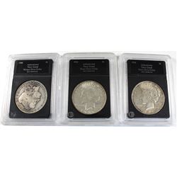 3x USA Silver Dollars 1900-O, 1922, & 1926-D. Average Circulated Condition (coins are .900 Fine and 