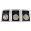 Image 1 : 3x USA Silver Dollars 1900-O, 1922, & 1926-D. Average Circulated Condition (coins are .900 Fine and 