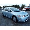 Image 2 : A9 --  2008 HONDA CIVIC HYBRID, BLUE, 242,560 KMS