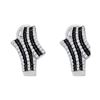 Image 1 : Round Black Color Enhanced Diamond Hoop Earrings 7/8 Cttw 10kt White Gold