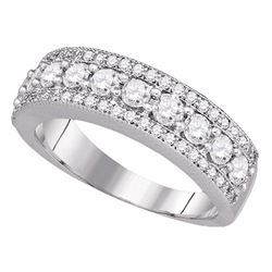 Round Pave-set Diamond Symmetrical Parallel Band 1 Cttw 14kt White Gold