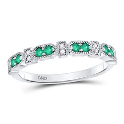 Round Emerald Diamond Stackable Band Ring 1/4 Cttw 10kt White Gold