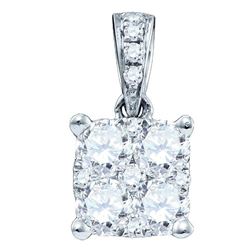 Diamond Square-shape Cluster Pendant 1/5 Cttw 18K White Gold