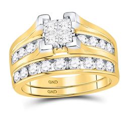 Diamond Bridal Wedding Engagement Ring Band Set 1-1/2 Cttw 14kt Yellow Gold