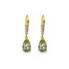 Image 1 : Genuine 3.15 ctw Green Amethyst & Diamond Earrings 14KT Yellow Gold - REF-44P3H