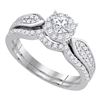 Diamond Bridal Wedding Engagement Ring Band Set 3/4 Cttw 14k White Gold