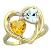 2.61 CTW Diamond, Citrine & Aquamarine Ring 10K Yellow Gold - REF-27N9Y