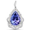 24.09 ctw Tanzanite & Diamond Pendant 18K White Gold - REF-1499F2W