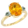 Image 1 : 2.64 CTW Citrine & Green Sapphire Ring 14K Yellow Gold - REF-32R3H