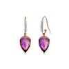 Genuine 19.18 ctw Amethyst & Diamond Earrings 14KT Rose Gold - REF-52Z9N