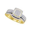 Diamond Square Cluster Bridal Wedding Engagement Ring Band Set 1/2 Cttw 10kt Yellow Gold