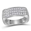 Mens Diamond Triple Row Wedding Anniversary Band Ring 1/2 Cttw 10kt White Gold