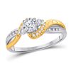 Diamond 3-stone Bridal Wedding Engagement Ring 1/4 Cttw 14kt Two-tone Gold
