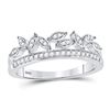 Diamond Floral Leaf Fashion Band Ring 1/6 Cttw 10kt White Gold