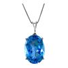 Genuine 8 ctw Blue Topaz Necklace 14KT White Gold - REF-36K3V