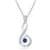 Image 1 : Round Lab-Created Blue Sapphire Diamond Teardrop Pendant .03 Cttw 10kt White Gold