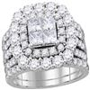 Diamond Cluster Halo Bridal Wedding Engagement Ring Band Set 4-1/2 Cttw 14kt White Gold