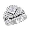 Diamond Bridal Wedding Engagement Ring Band Set 2.00 Cttw 14kt White Gold