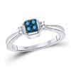 Image 1 : Blue Color Enhanced Diamond Simple Cluster Band Ring 1/6 Cttw 10k White Gold