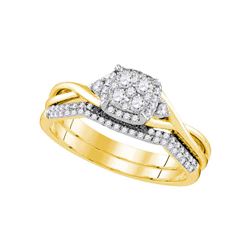 Diamond Cluster Bridal Wedding Engagement Ring Band Set 3/8 Cttw 14k Yellow Gold