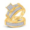 Image 1 : His & Hers Diamond Square Cluster Matching Bridal Wedding Ring Band Set 3/8 Cttw 10kt Yellow Gold