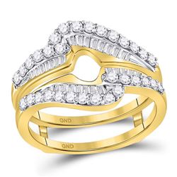 Diamond Wrap Ring Guard Enhancer Wedding Band 3/4 Cttw 14kt Yellow Gold