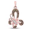 Image 1 : Round Brown Diamond Butterfly Bug Pendant 1/5 Cttw 10kt Rose Gold