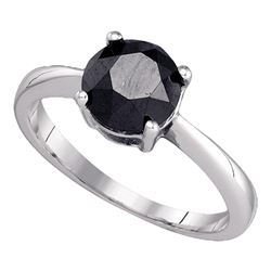 Round Black Color Enhanced Diamond Solitaire Bridal Wedding Engagement Ring 2.00 Cttw 10kt White Gol