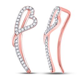 Diamond Heart Climber Earrings 1/5 Cttw 10kt Rose Gold