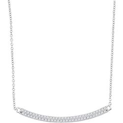 Diamond Curved Horiontal Bar Pendant Necklace 1/3 Cttw 10kt White Gold