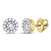 Image 1 : Diamond Circle Frame Stud Earrings 1/4 Cttw 14kt Yellow Gold