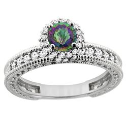 0.91 CTW Mystic Topaz & Diamond Ring 14K White Gold - REF-65H9M