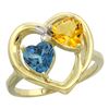 Image 1 : 2.61 CTW Diamond, London Blue Topaz & Citrine Ring 14K Yellow Gold - REF-34M2A