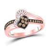 Image 1 : Round Brown Diamond Heart Ring 1/3 Cttw 10kt Rose Gold