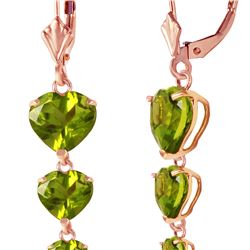 Genuine 6 ctw Peridot Earrings 14KT Rose Gold - REF-66P9H