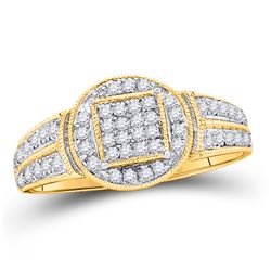 Diamond Circle Frame Cluster Ring 1/5 Cttw 10kt Yellow Gold