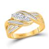 Image 1 : Round Baguette Diamond 3-Stone Crossover Band Ring 1/2 Cttw 10kt Yellow Gold